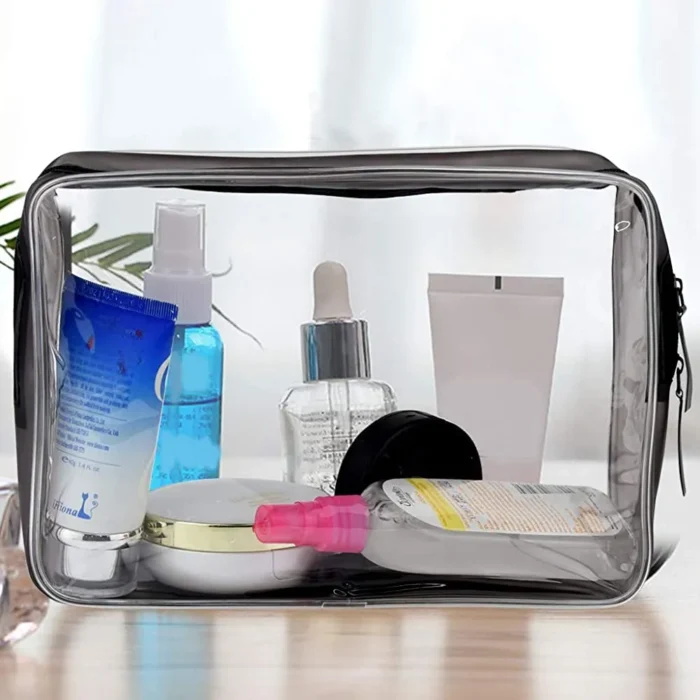 Transparent makeup and cosmetic bag