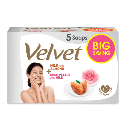 Velvet Soap Eco Pack 350G - Milk 70Gx3 + Rose 70Gx2