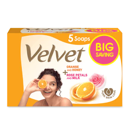 Velvet Soap Eco Pack 350G - Orange 70Gx3 + Rose 70Gx2