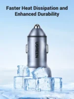 UGREEN 50W Dual Type-C Port PD Fast Car Charger
