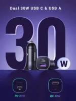 UGREEN 30W Type-C +USB Dual Port Car Charger