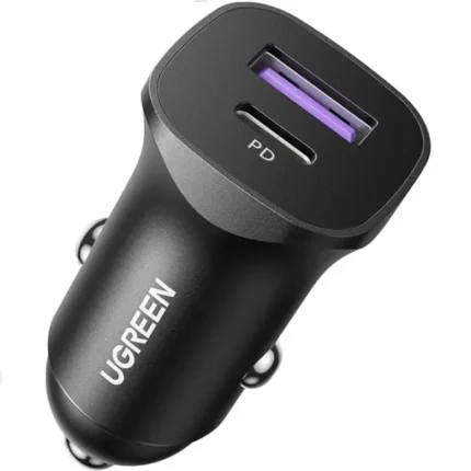 UGREEN 30W Type-C +USB Dual Port Car Charger